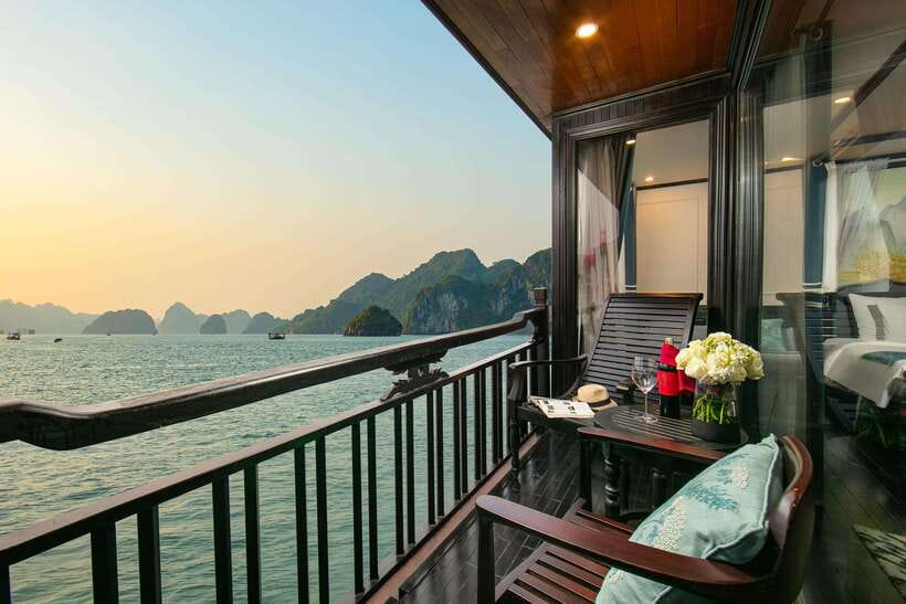 2-Day: Halong Lan Ha Bay 5 Stars Cruises w/Balcony & Bathtub - Dinner and onboard service