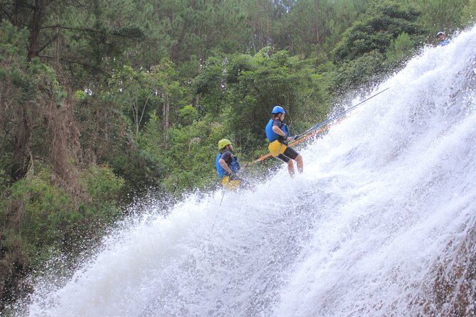 Canyoning Tour in Dalat Viet Nam - The 25-meter waterfall rappel