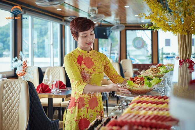 Cozy Bay Halong 5-Star Day Cruise, Buffet, Cave, Kayak, Swimming - Buffet lunch and the sunset party