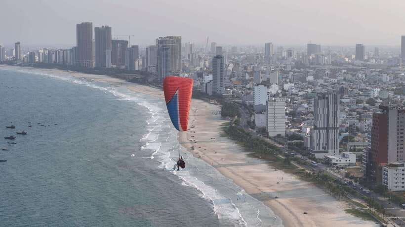 Da Nang Private paragliding experience on Monkey Mountain - Landing beside the fishing village