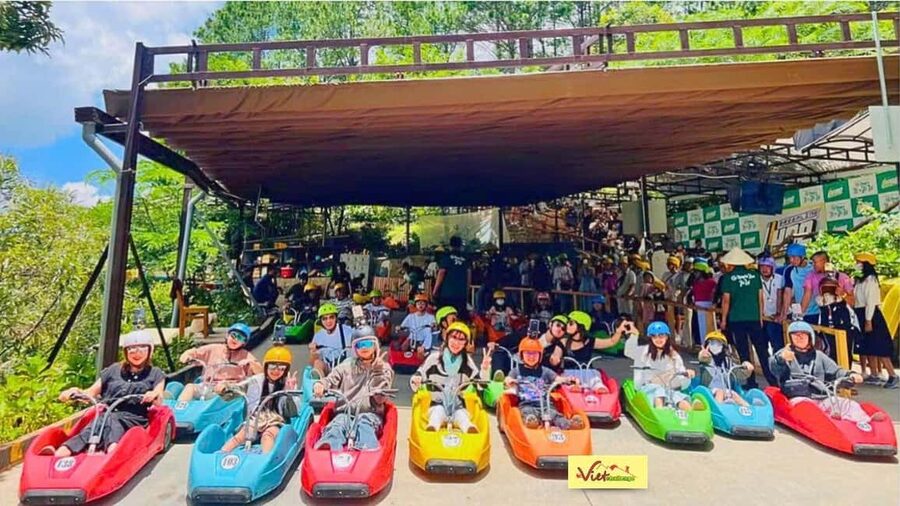 Dalat Top Tourists Sights - Waterfall & luge kart/Mario kart - Mongo Land, slides, animals, and highland play