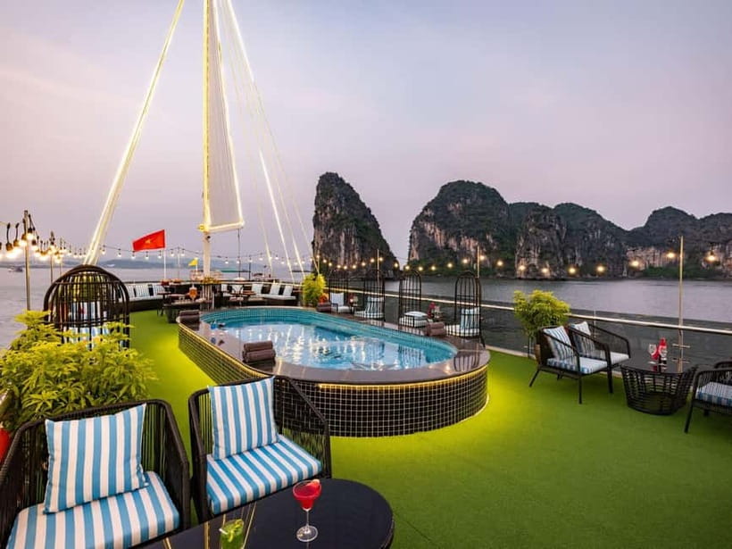 From Hanoi: Halong bay Luxury tour on 5 star cruise - Boarding the luxury cruise at Tuan Chau Harbor