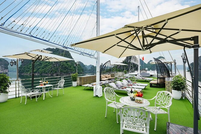 Full day Halong Bay Luxury Cruise - buffet lunch, kayak, swim. - Sunset tea, fruit, and the ride back