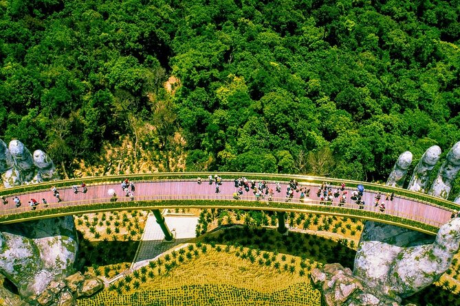 Golden Bridge Ba Na Hills with Buffets Lunch 2 ways cable car - Golden Bridge, wine cellar, gardens, and pagoda