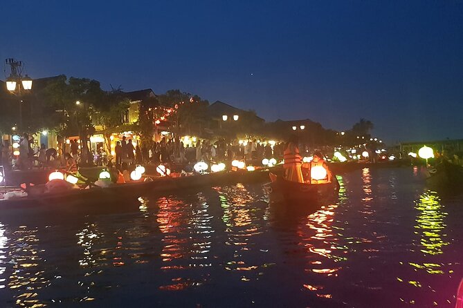 Guided Tour to Marble Mountains & Hoi An Walking Tour , Night Market, Boat Ride - Hoi An Night Market after dark