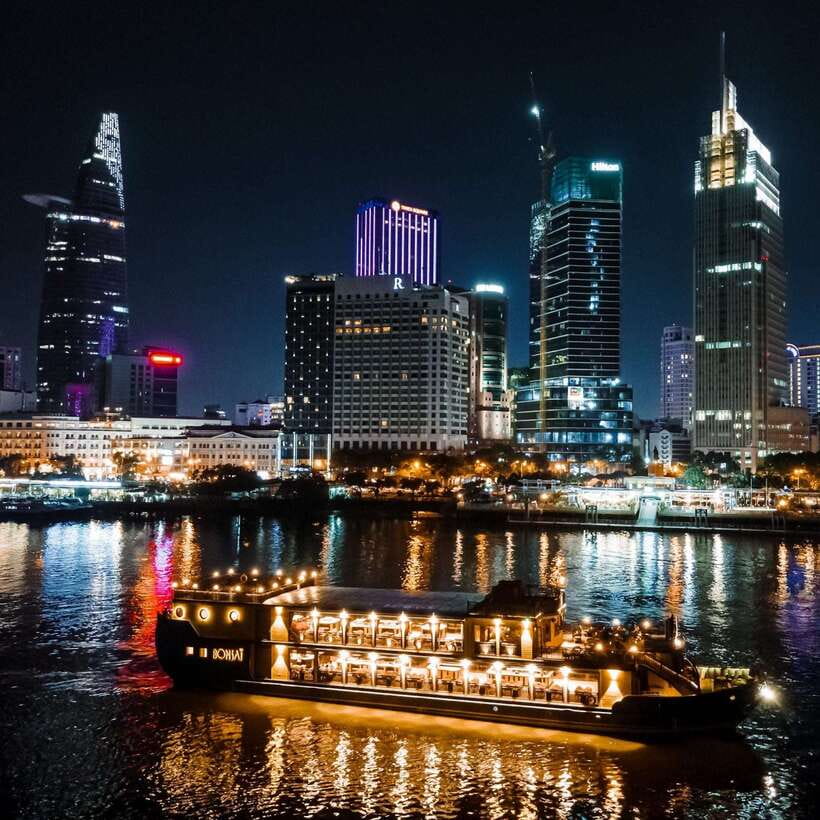 HCM: Saigon River Dinner Cruise - Ho Chi Minh City from the open deck