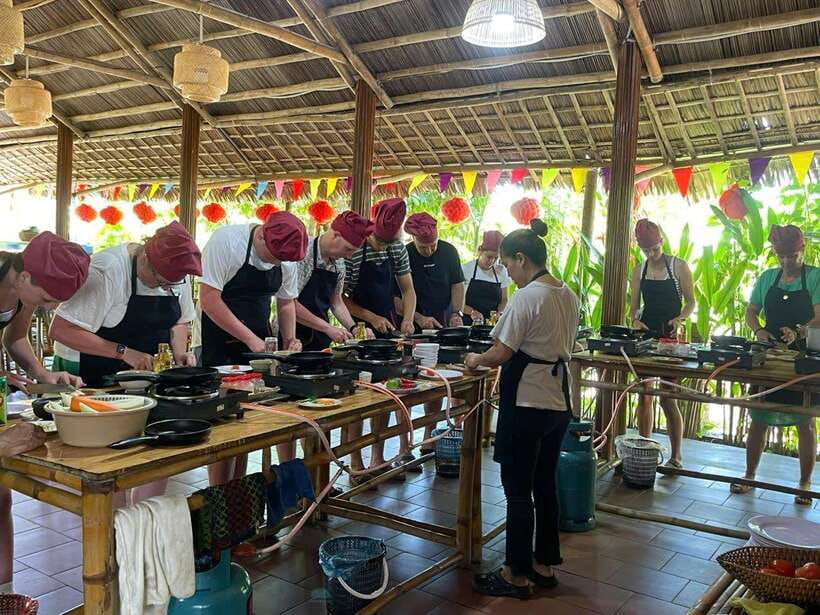 Hoi An: Cooking Class, Crab Fishing-Basket Boat, Market Tour - Cam Thanh coconut forest by round bamboo boat