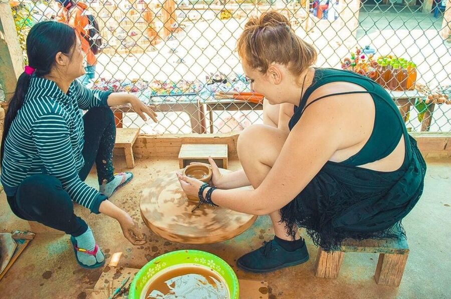 Hoi An: Thanh Ha Village Tour with Pottery Making and Gift - Trying the wheel with a potter’s help