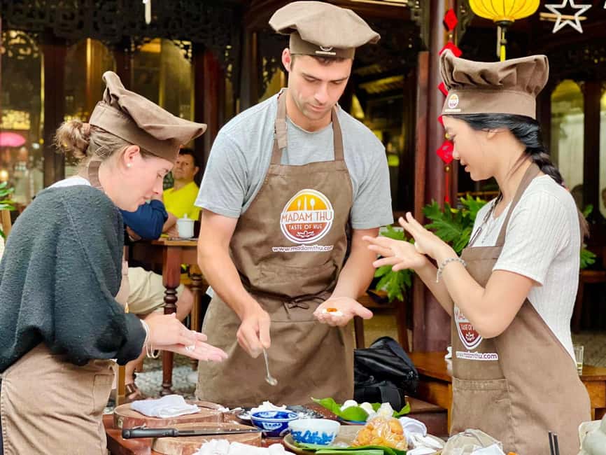 Hue City: Cyclo, Market Tour & Cooking Class at Madam Thu - Cooking Bún Bò Huế, Bánh Nậm, and Nem Rán