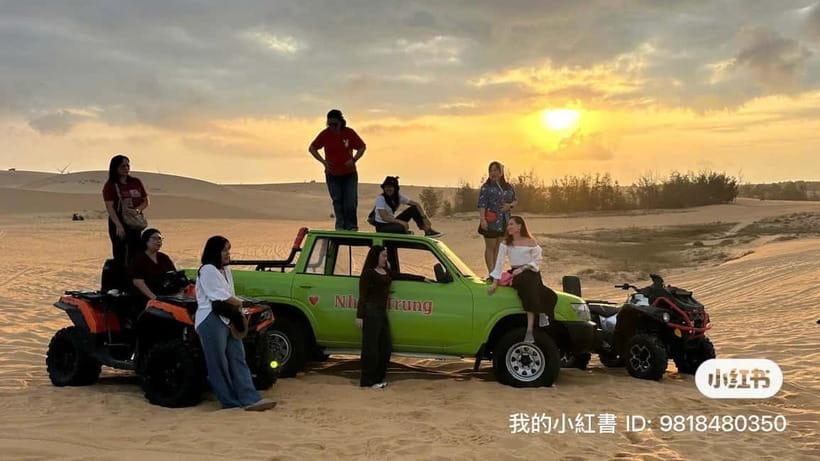Mui Ne: Group Tour & Sunrise/Sunset Quad Bike Adventure - Mui Ne Beach and the colorful jeep photo stop