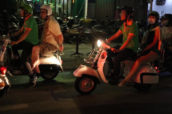 Saigon After Dark Vespa Street Food Tour + Live Music 4 hours - Banh xeo and nem lui bring the strongest food stop