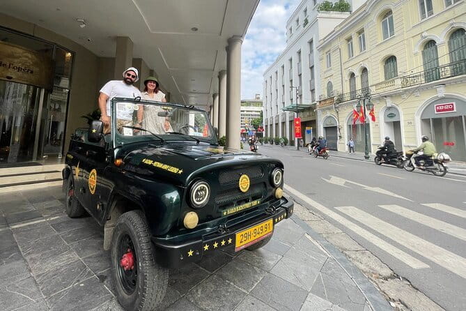 Saigon Jeep Tour : HIGHLIGHTS & HIDDEN GEMS By Vietnam Army Jeep - Notre Dame Cathedral in a quick pass