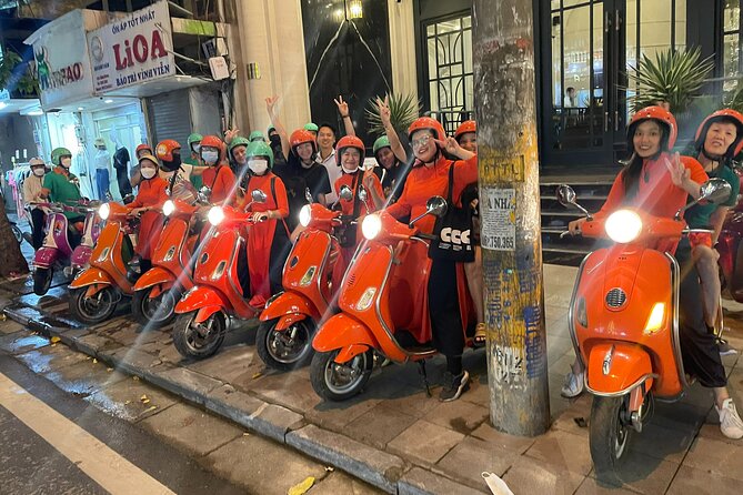 Vespa Female Ao Dai riders Night Street Food + See Train Street - The Opera House and Hanoi after dark